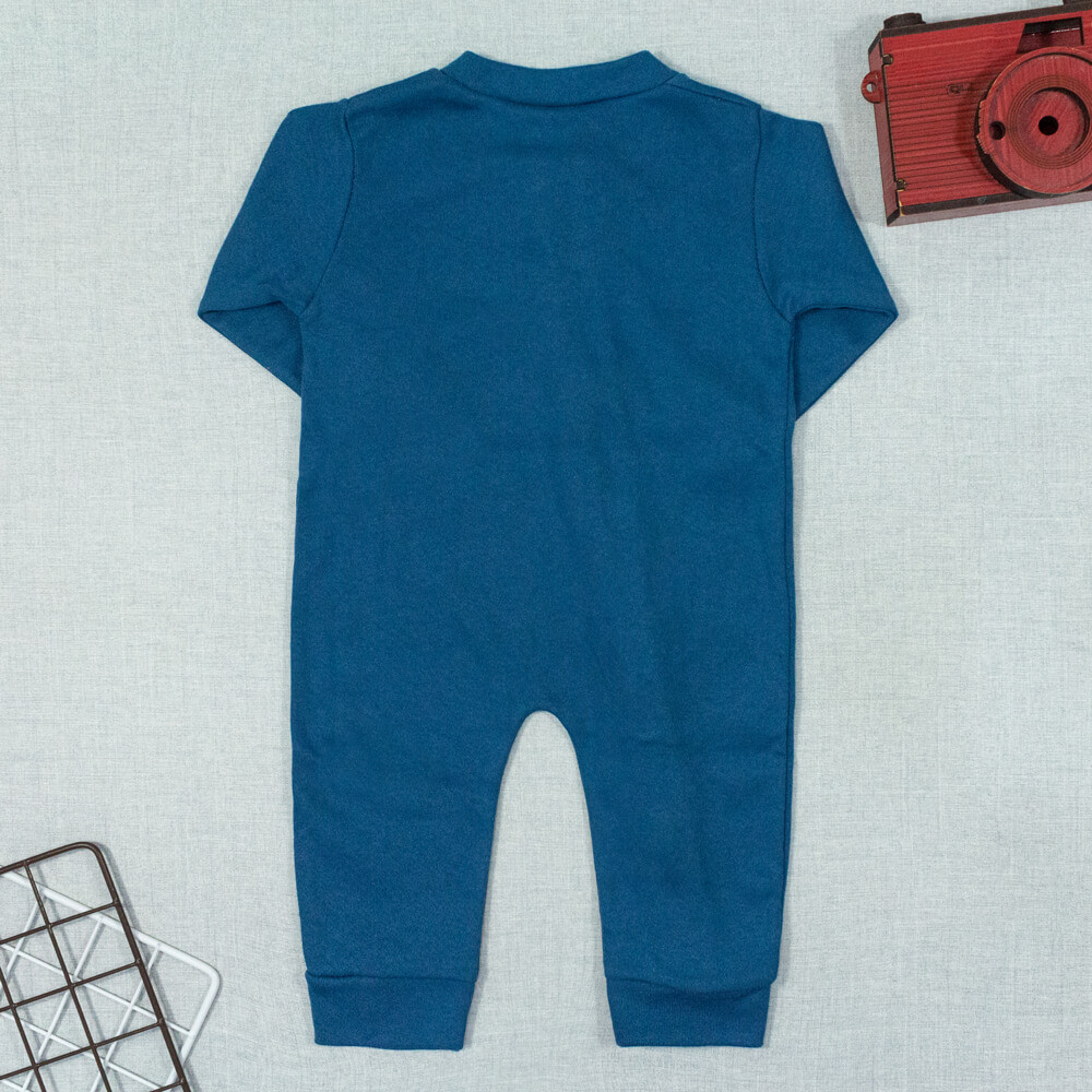 MACACÃO PARA BEBÊ DE ZÍPER LONGO SUEDINE AZUL ESCURO