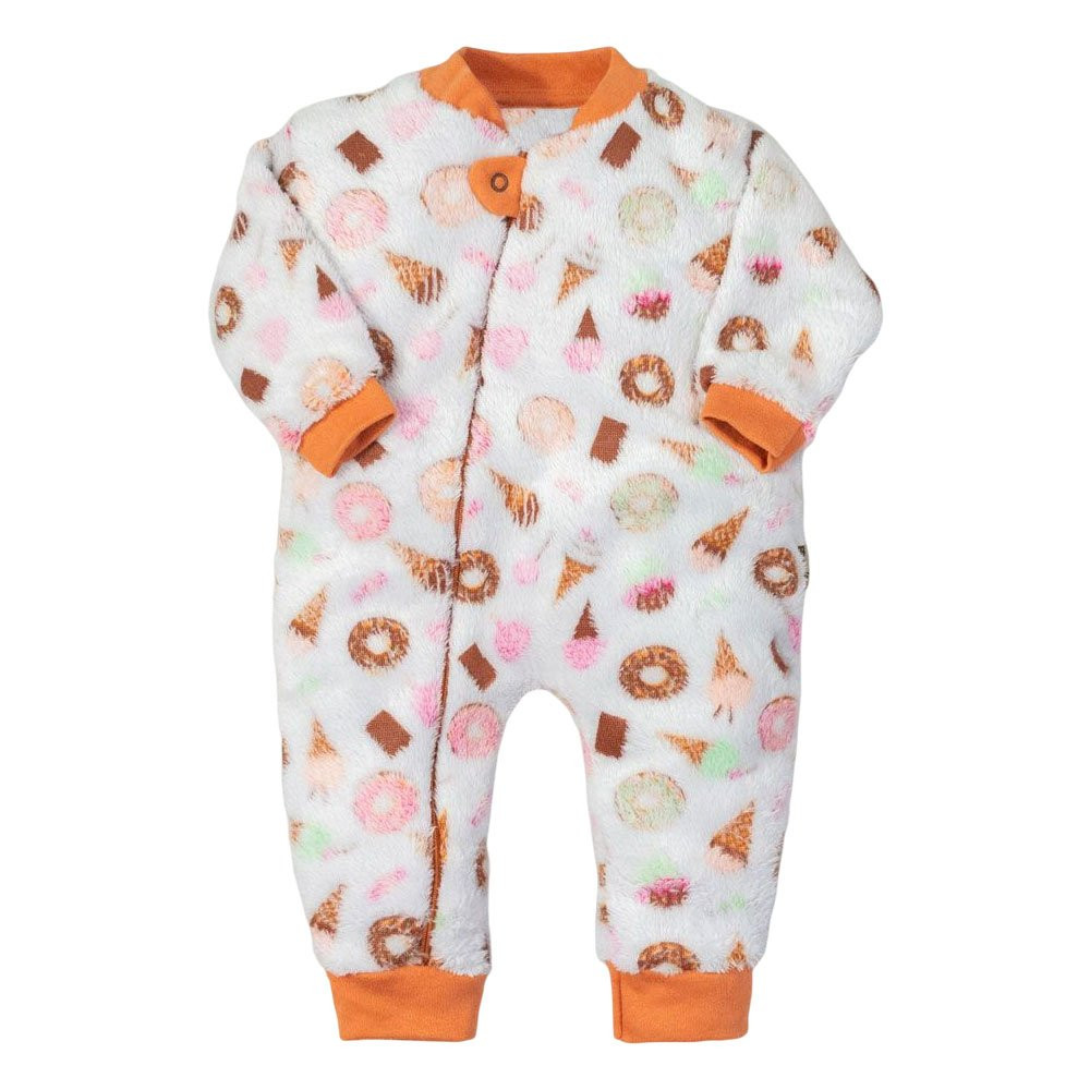 MACACÃO PARA BEBÊ DE PELÚCIA FLEECE LONGO ZÍPER DOCES CINZA