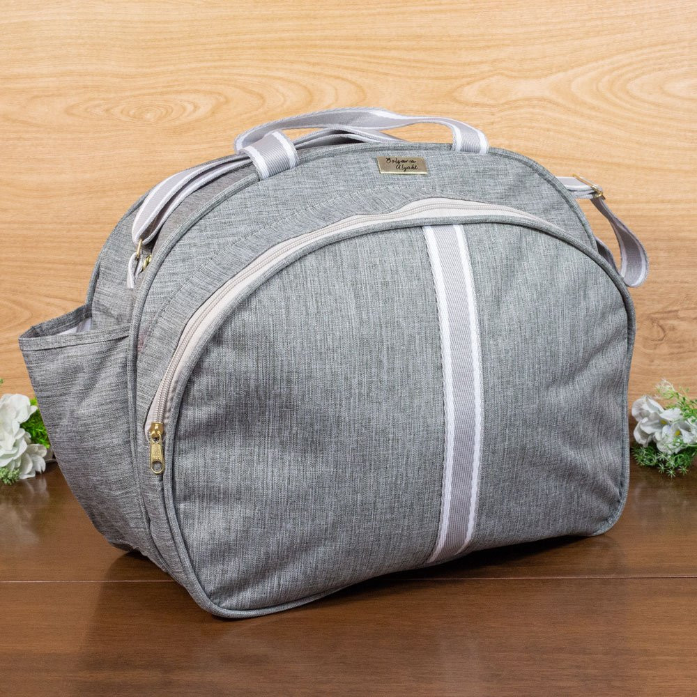 KIT BOLSAS MATERNIDADE 2 PEÇAS FAIXAS CINZA