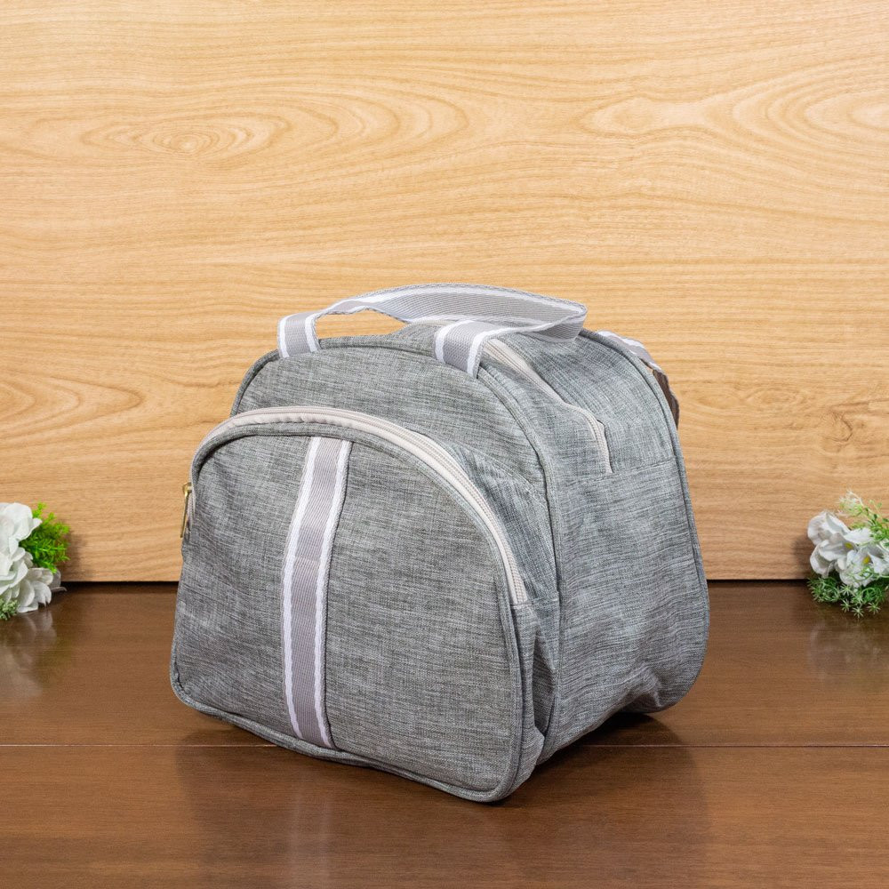 KIT BOLSAS MATERNIDADE 2 PEÇAS FAIXAS CINZA