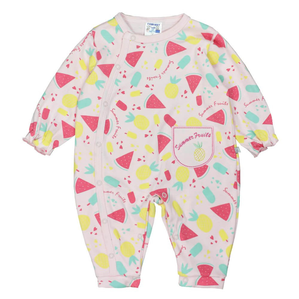 MACACÃO MANGA LONGA ESTAMPADINHO PARA BEBÊ ROSA