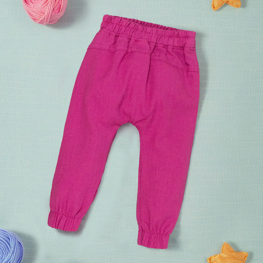 Calça de Bebê Estilo Jogger Pink Vibrante