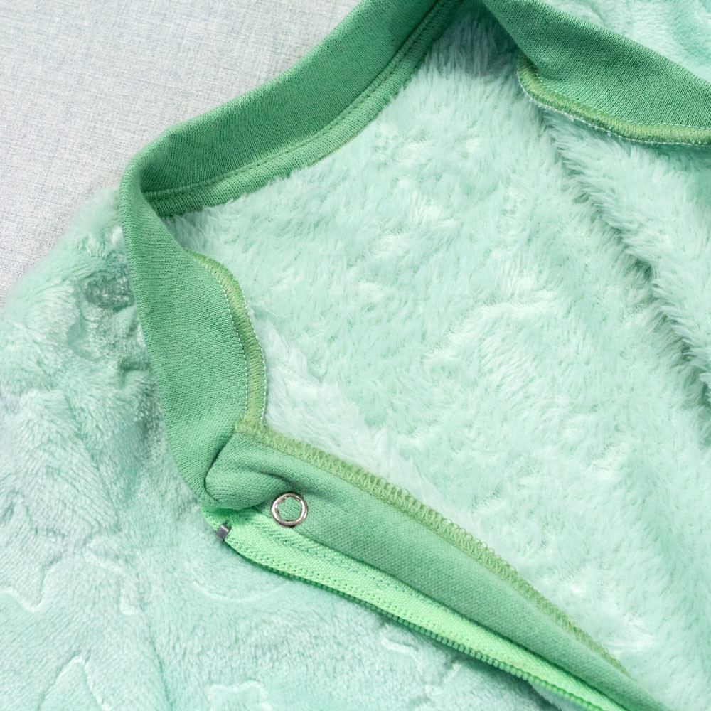 MACACÃO INFANTIL DE PELÚCIA FLEECE LONGO ATÉ 24 MESES ZÍPER VERDE CLARO