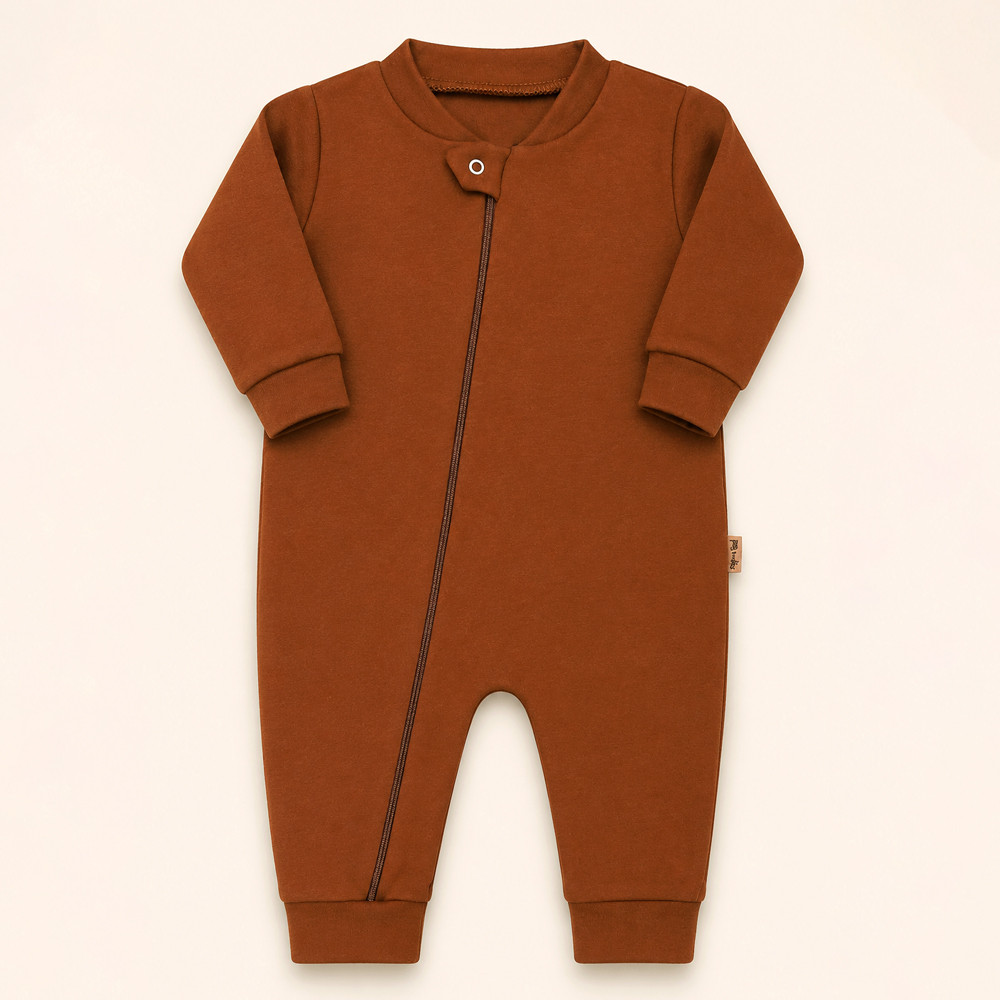 Macacão Para Bebê em Suedine com Zíper Conforto e Estilo Marrom