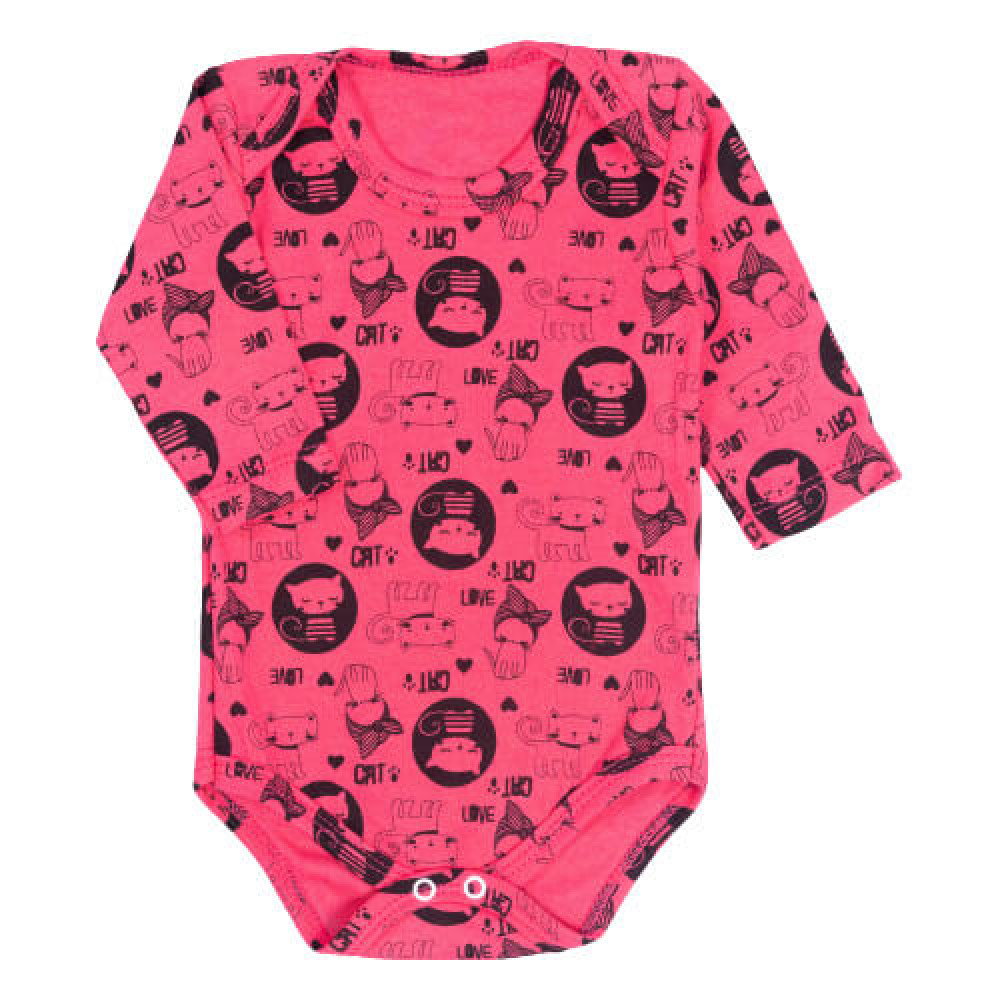 BODY MANGA LONGA PARA BEBÊ EM SUEDINE ESTAMPADINHO CEREJA