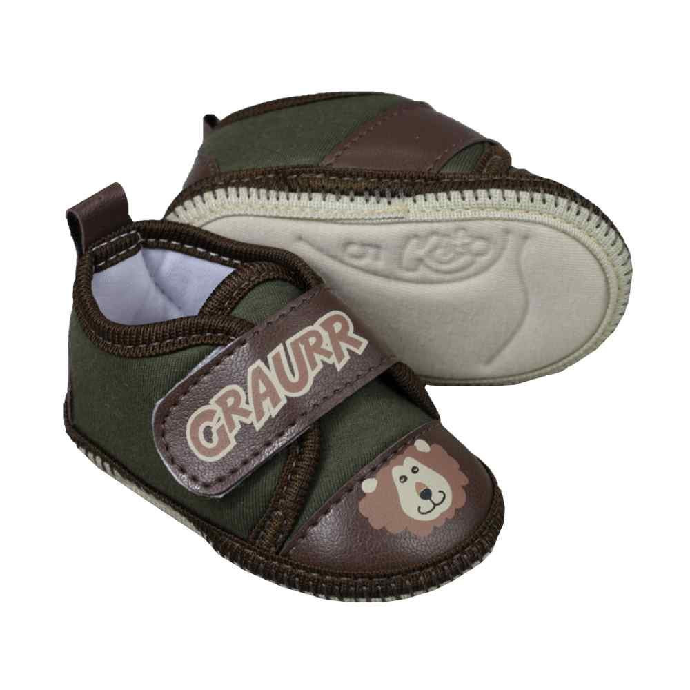 TENIS PARA BEBÊ MENINO COM VELCRO DE LEÃOZINHO MARRON KETO