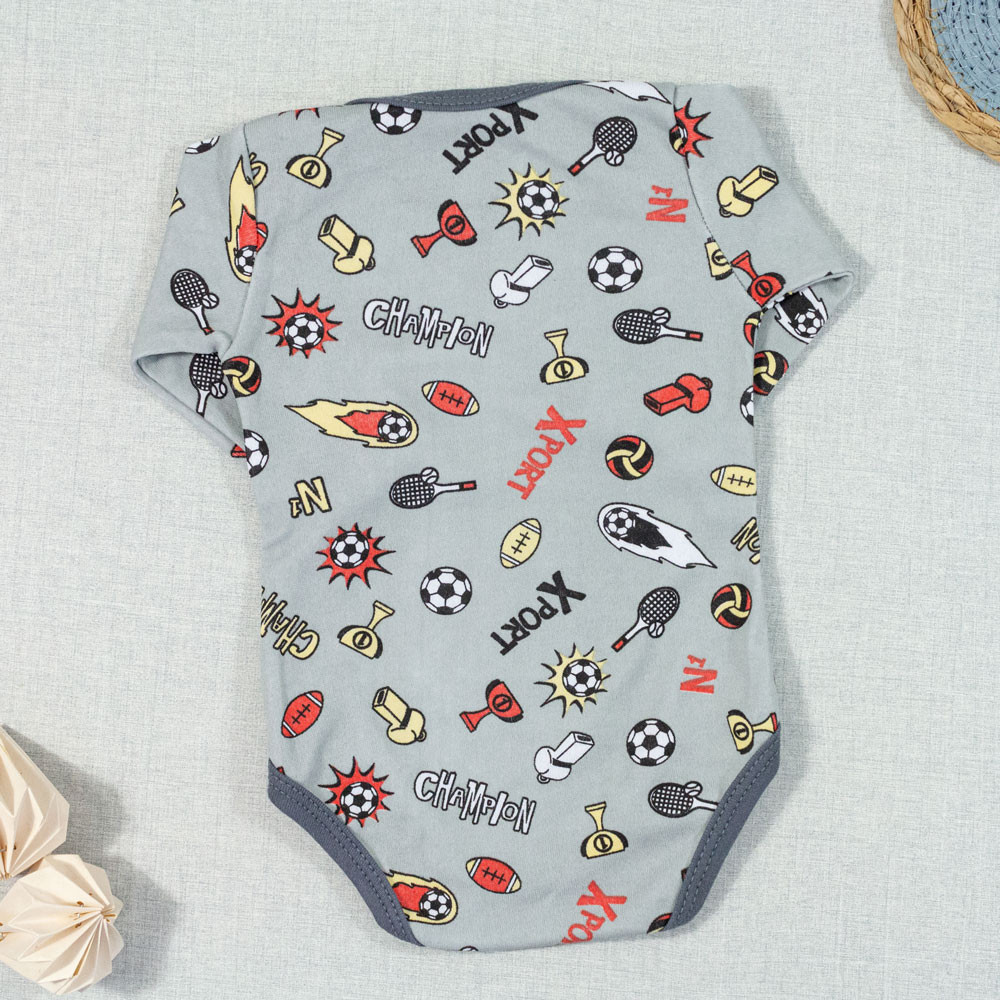 BODY PARA BEBÊ MANGA LONGA ESTAMPA CHAMPION CINZA