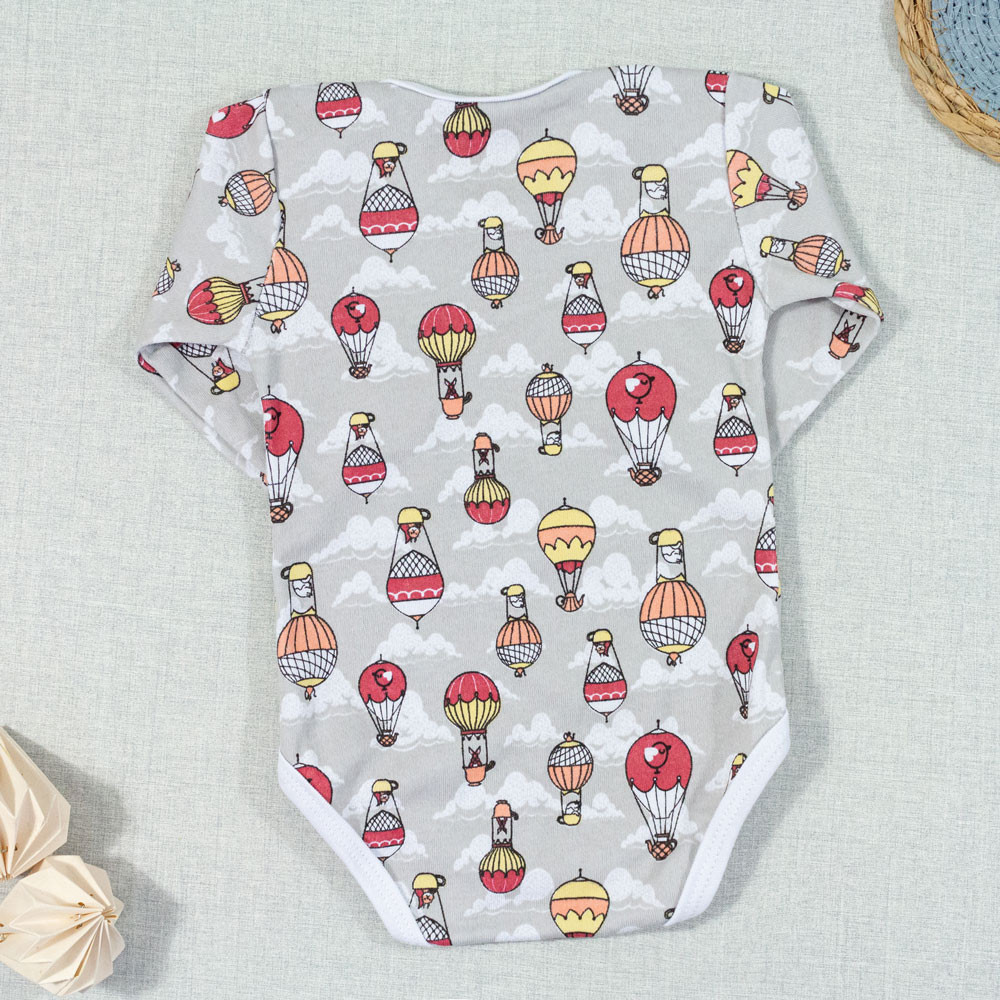 BODY PARA BEBÊ MANGA LONGA ESTAMPA BALÃO CINZA