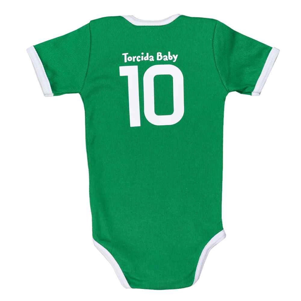 BODY PARA BEBÊ MANGA CURTA CANELADO PALMEIRAS VERDE