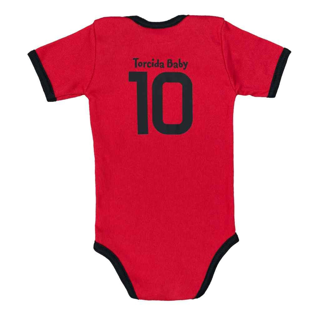 BODY PARA BEBÊ MANGA CURTA CANELADO FLAMENGO VERMELHO