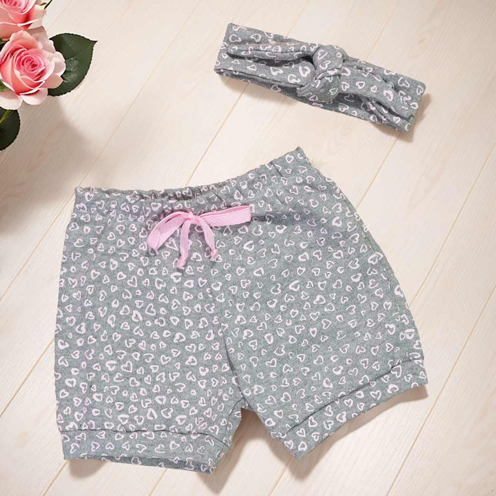 Kit Minimalista Shorts e Faixa Coração Mescla
