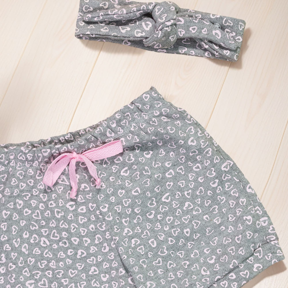 Kit Minimalista Shorts e Faixa Coração Mescla