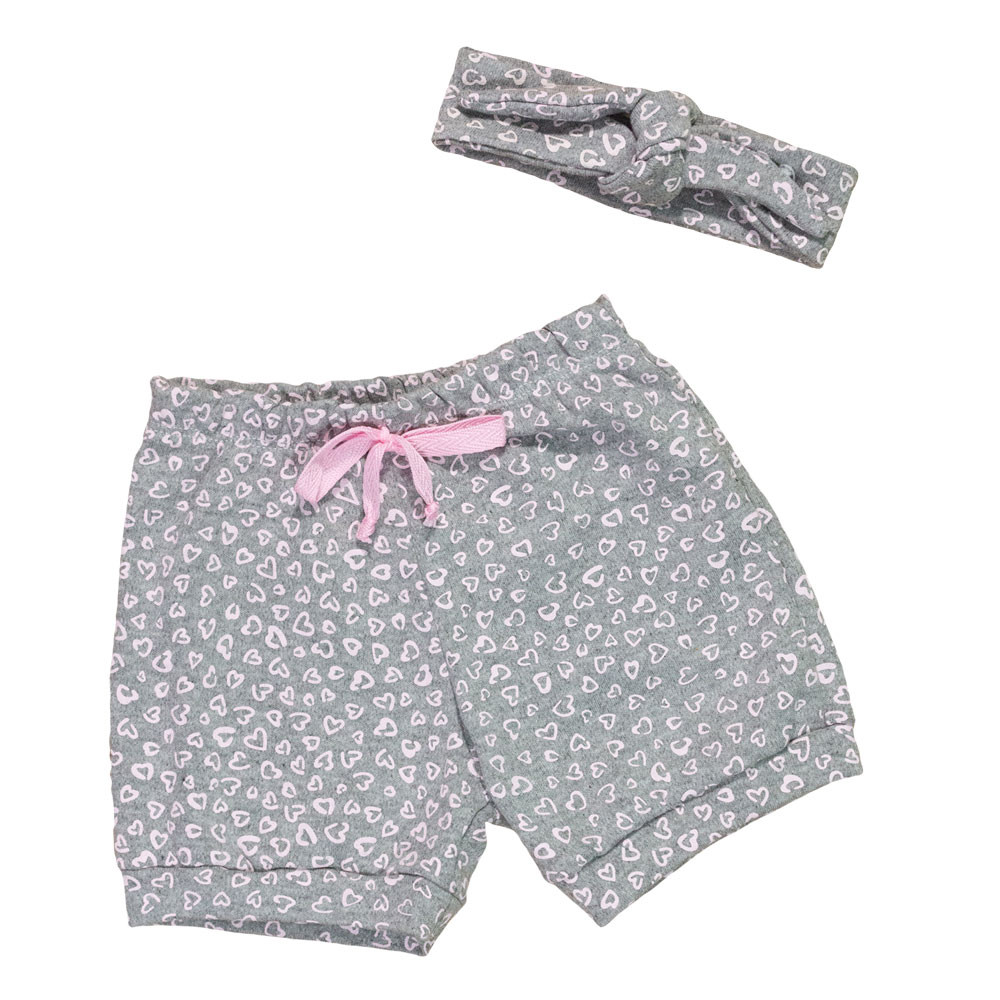 Kit Minimalista Shorts e Faixa Coração Mescla