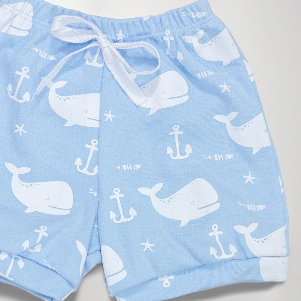 Shorts de Bebê Minimalista Baleia Azul Claro Verão