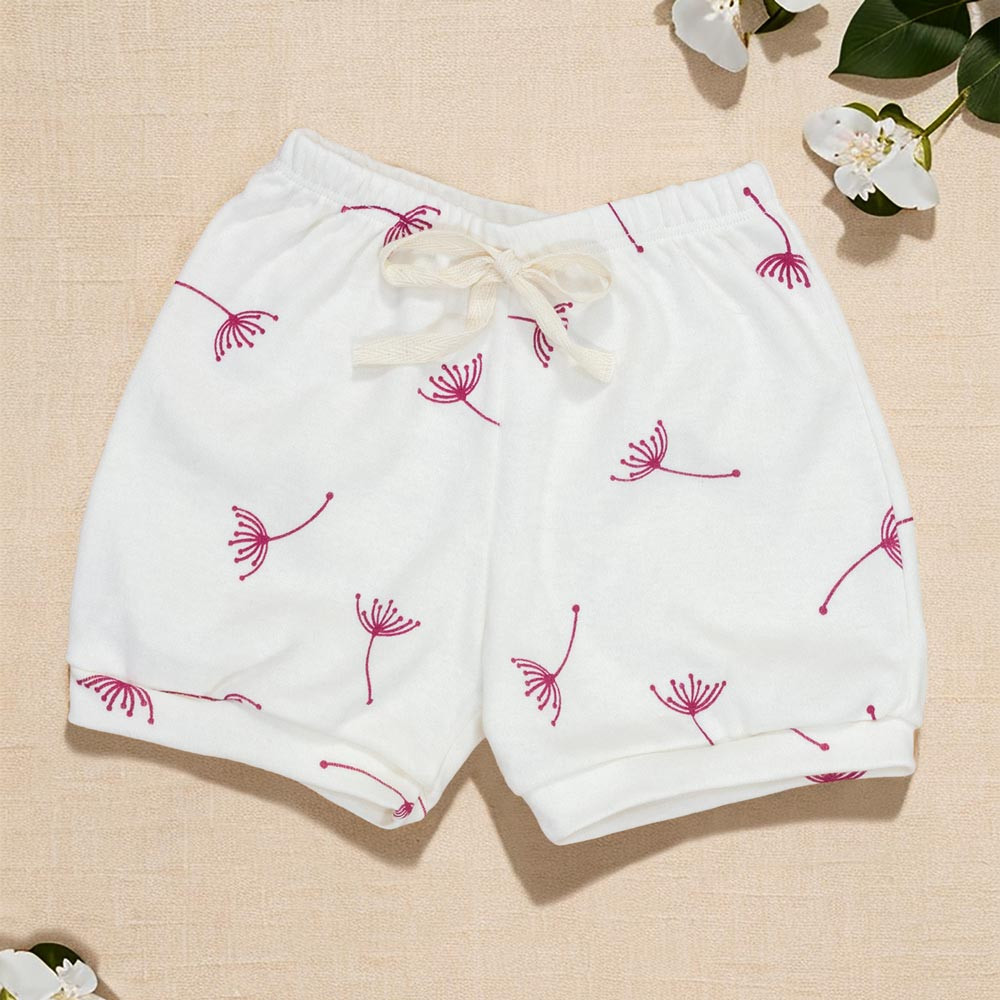 Shorts de Bebê Minimalista Dente de Leão Creme Verão