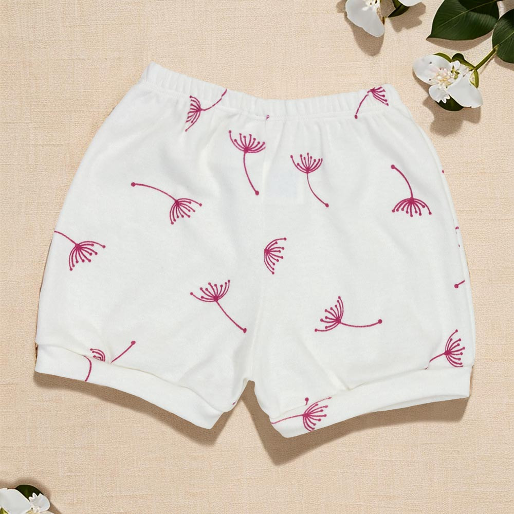 Shorts de Bebê Minimalista Dente de Leão Creme Verão