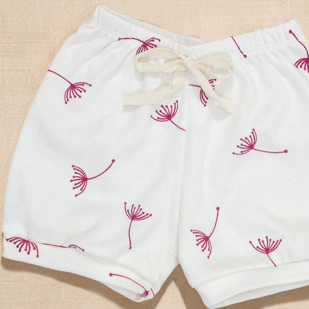 Shorts de Bebê Minimalista Dente de Leão Creme Verão
