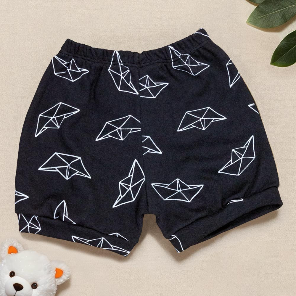 Shorts para Bebê Minimalista Barquinho Preto Era Uma Vez
