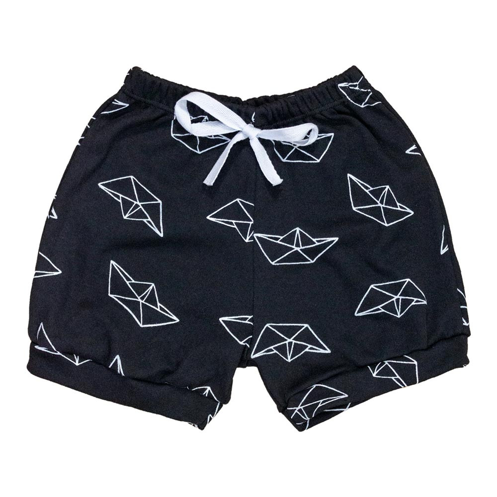 Shorts para Bebê Minimalista Barquinho Preto Era Uma Vez