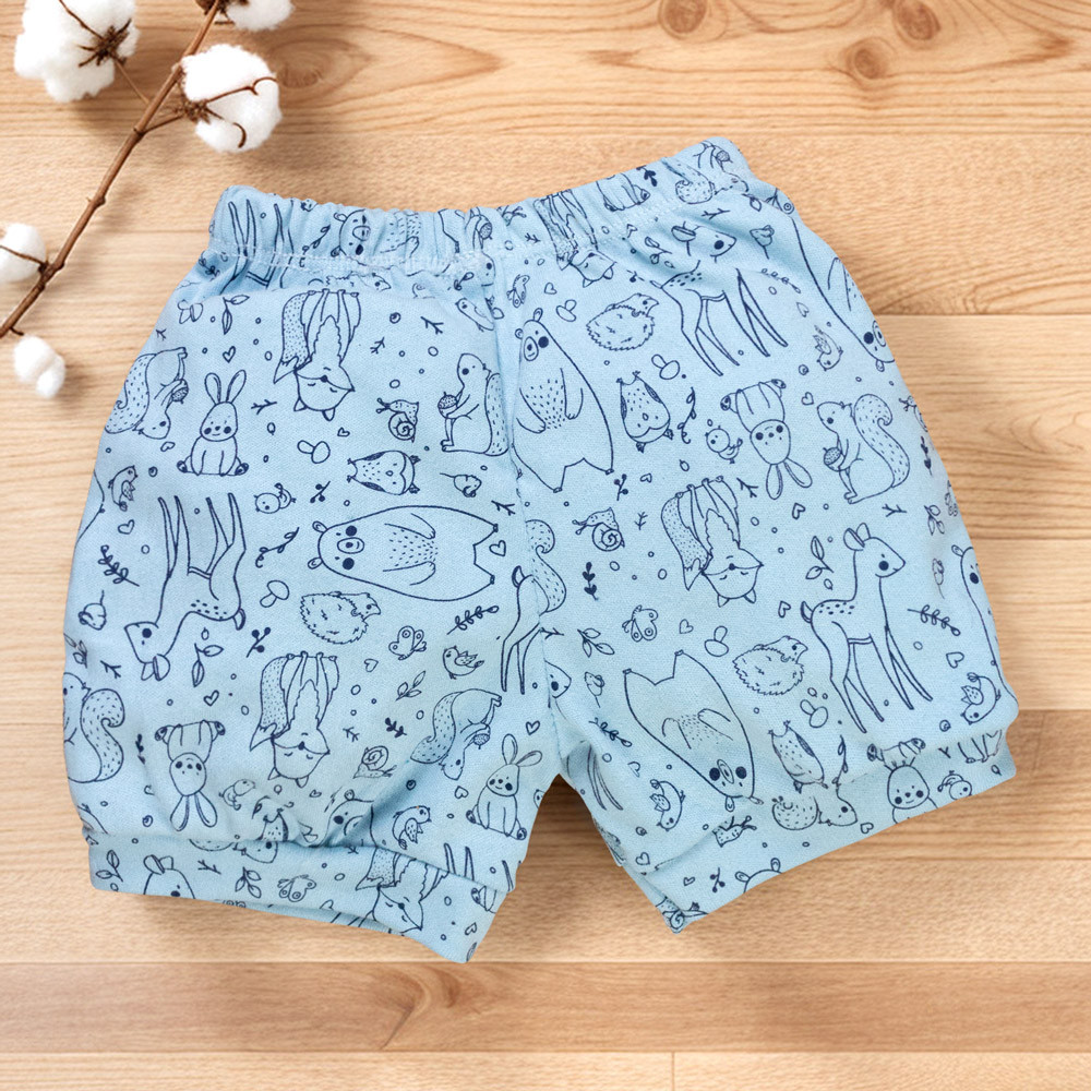 Shorts de Verão Minimalista Bebê Florestinha - Azul Claro