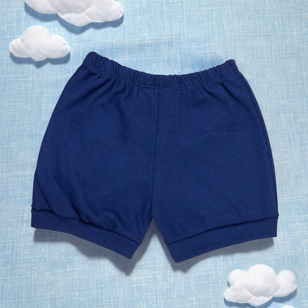 Shorts de Verão Azul Marinho para Bebês 100% Algodão