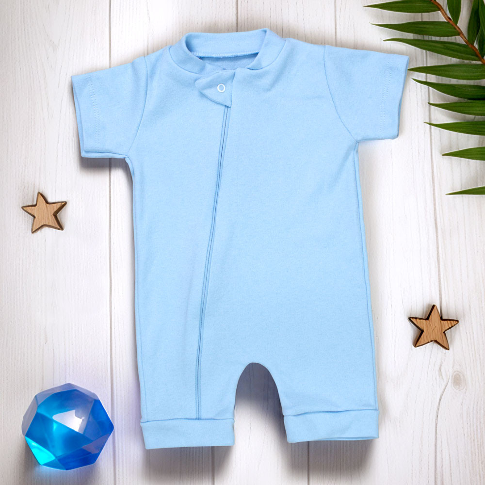 Macacão Romper Em Suedine Básico para Bebê Menino Azul Claro