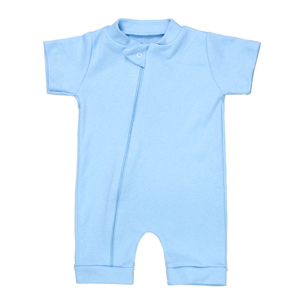 Macacão Romper Em Suedine Básico para Bebê Menino Azul Claro