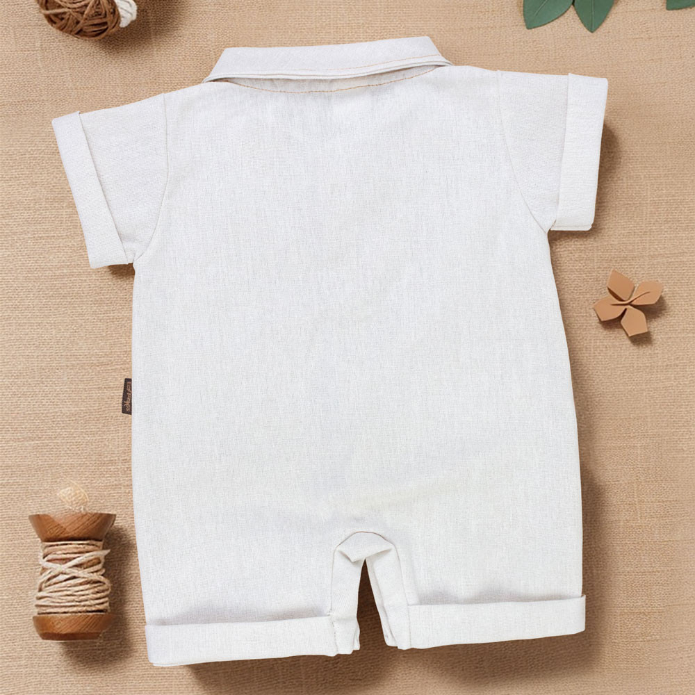 Macacão Camisa Ecolinho Curto Off White Elegance para Bebês