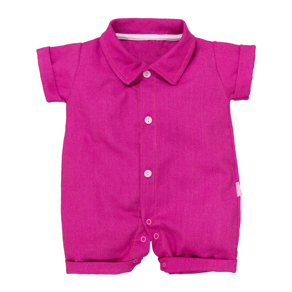Macacão Estilo Social para Bebês Meninas Pink Elegance Linho