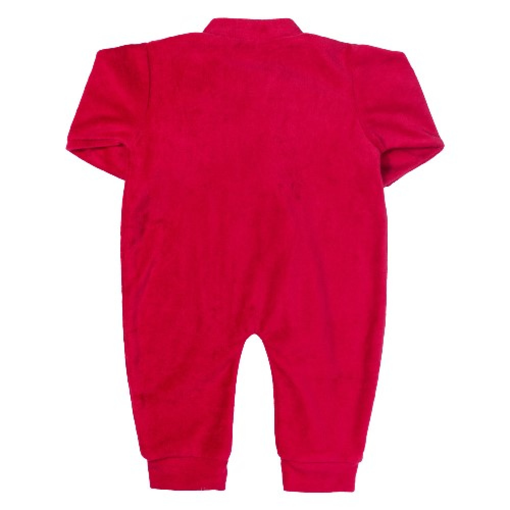 MACACÃO LONGO ZÍPER EM PLUSH BÁSICO PARA BEBÊ VERMELHO