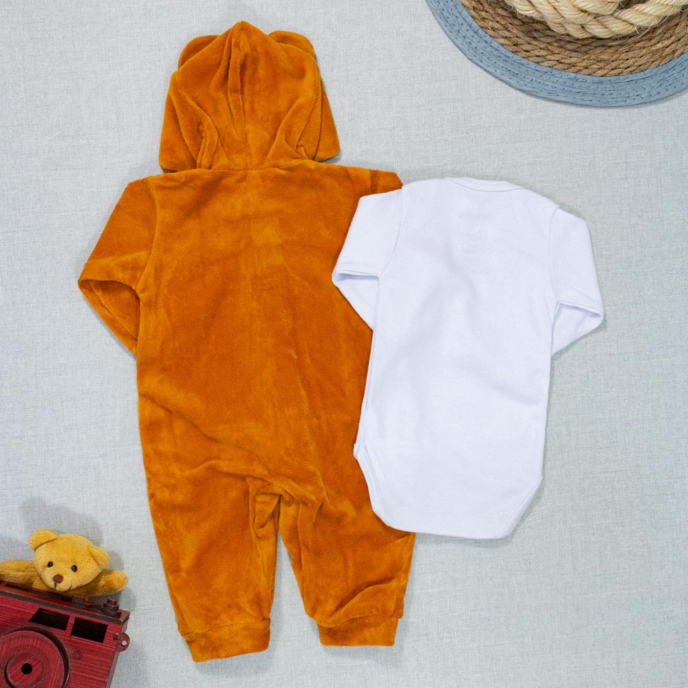 Macacão Ursinho Caramelo e Body para Bebês - Super Conforto