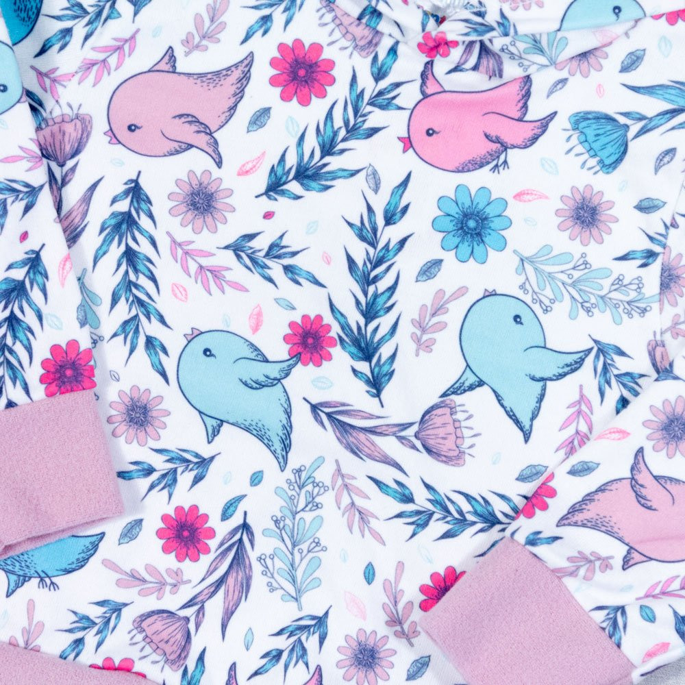 CONJUNTO INFANTIL 1 AO 3 SOFT ESTAMPADINHO PASSARINHO BRANCO