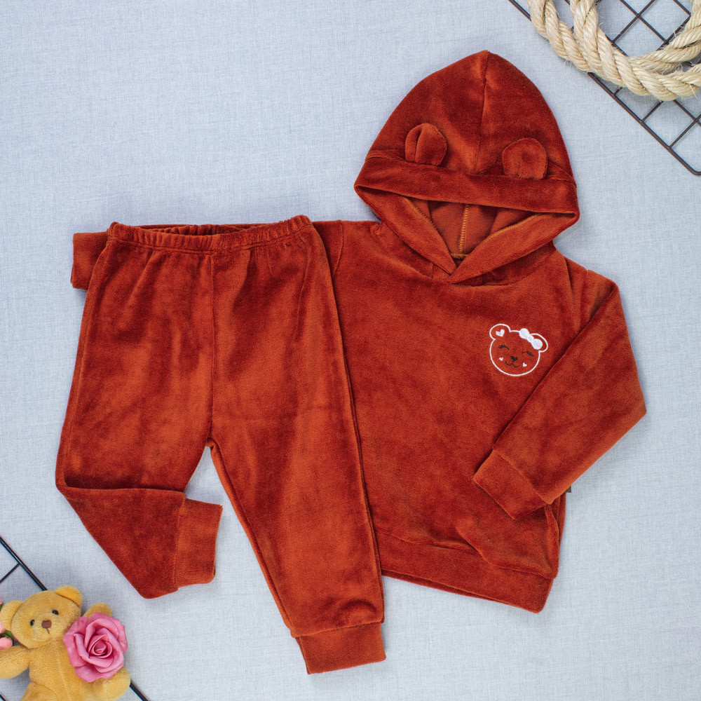 Conjunto Plush Com Capuz Beautiful Bear Cobre