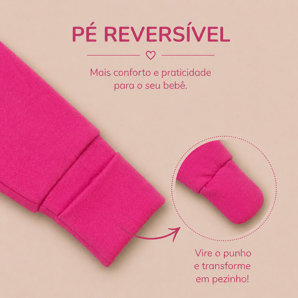 Calça Térmica Bebê Tecido Inteligente Com Pé Reversível Pink 0 a 12 Meses