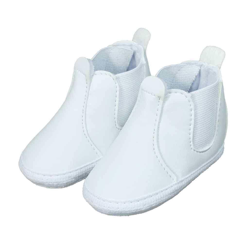 BOTINHA CANO BAIXO COM ELÁSTICO PARA BEBÊ MENINO BRANCO