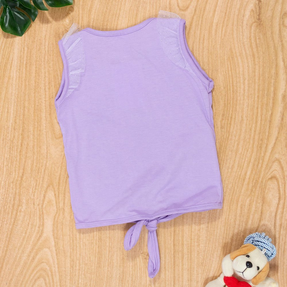Blusa Infantil 1 Ao 3 Regata Com Tule Borboleta Lilás
