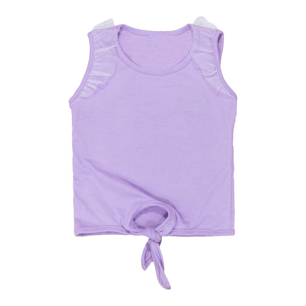 Blusa Infantil 1 Ao 3 Regata Com Tule Borboleta Lilás