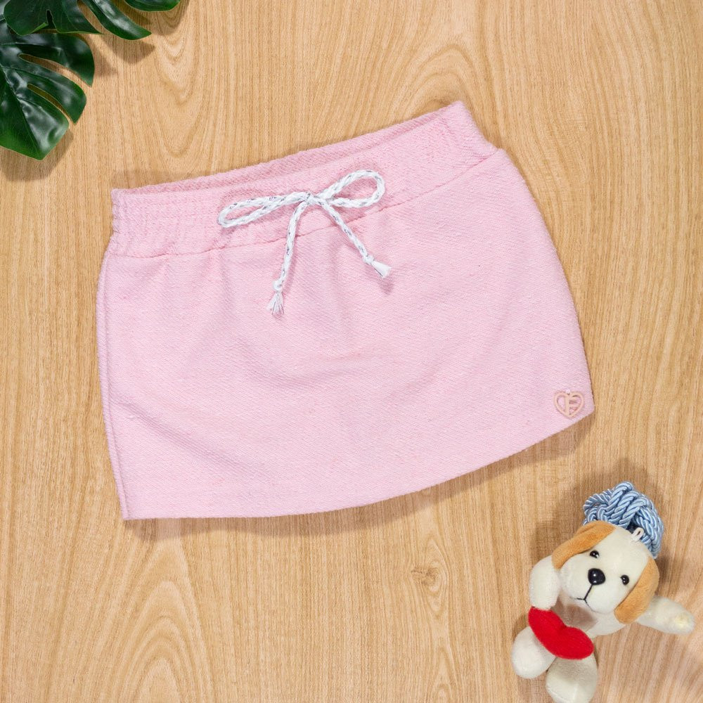 SHORTS SAIA INFANTIL 1 AO 3 SUSTENTÁVEL COM CORDÃO ROSA