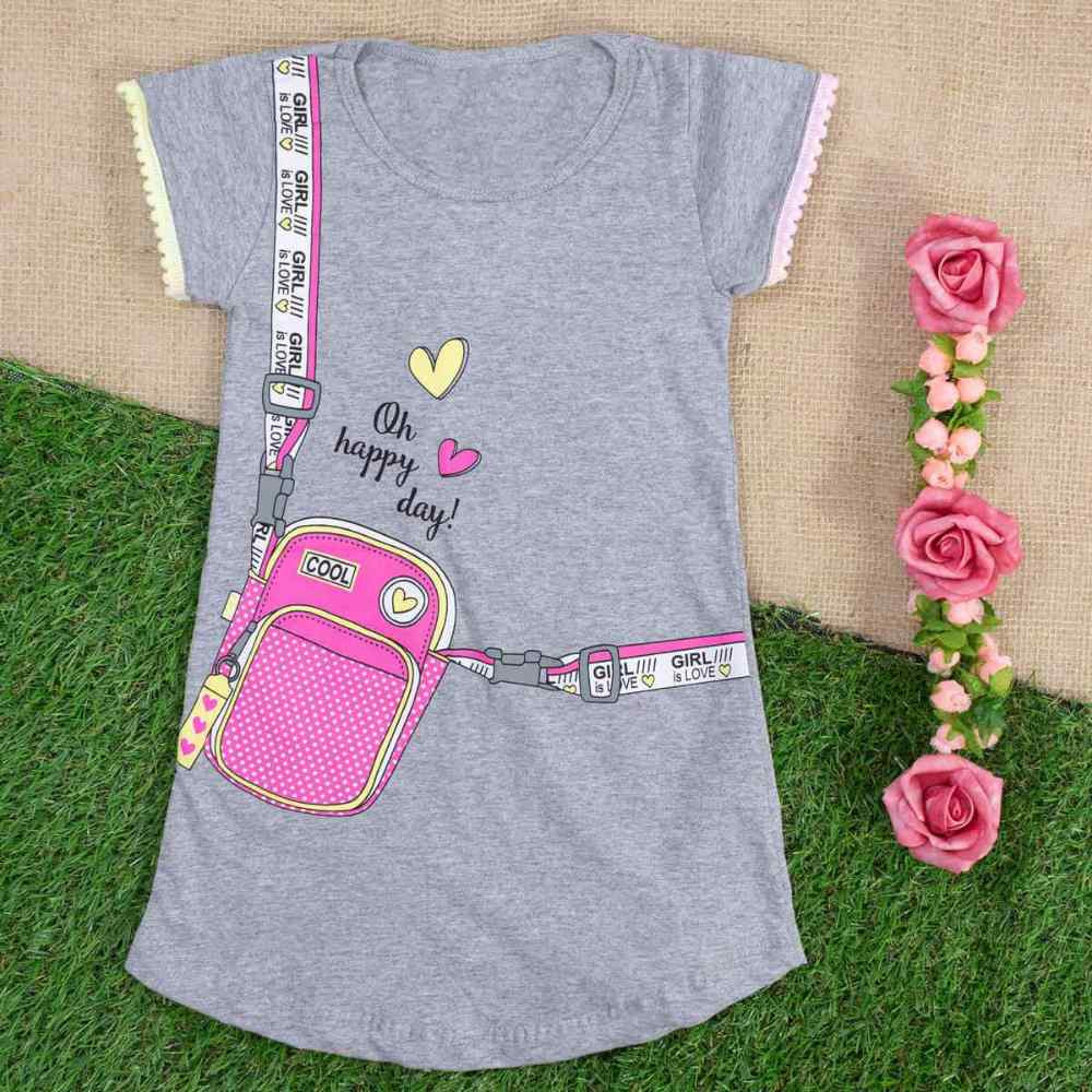 VESTIDO MANGA CURTA INFANTIL MENINA OH HAPPY DAY MESCLA
