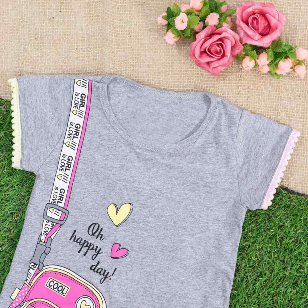 VESTIDO MANGA CURTA INFANTIL MENINA OH HAPPY DAY MESCLA