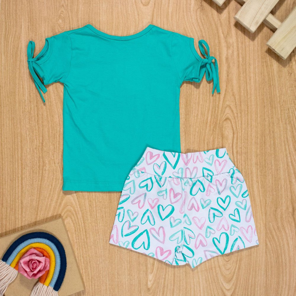 Conjunto Infantil 1 Ao 3 Blusa e Shorts Milk Shake Verde