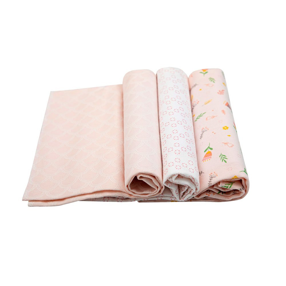 KIT CUEIRO FLANELADO 3 PEÇAS 80CM X 80CM PARA BEBÊ TULIPA