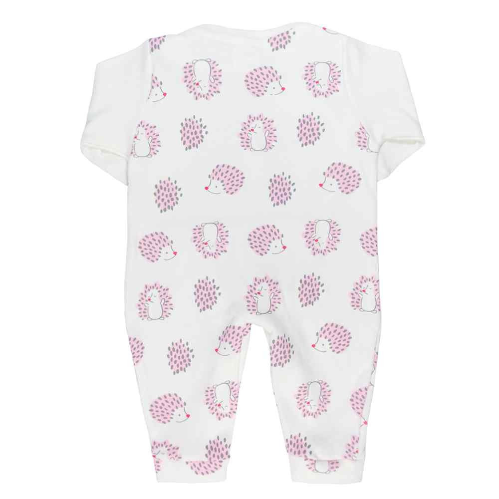 MACACÃO LONGO PARA BEBÊ SUEDINE ESTAMPADO COM BORDADO CREME
