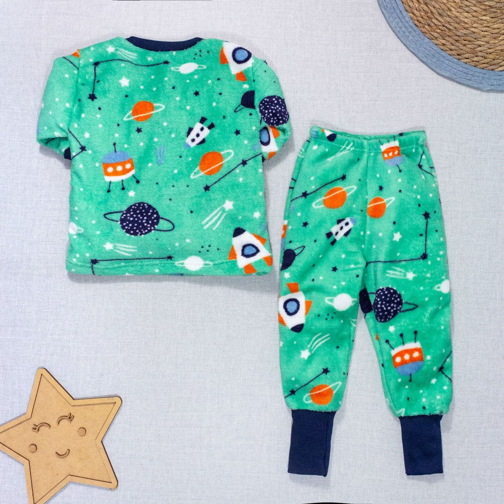 CONJUNTO LONGO INFANTIL 1 AO 3 FLEECE ESTAMPADINHO PLANETA VERDE