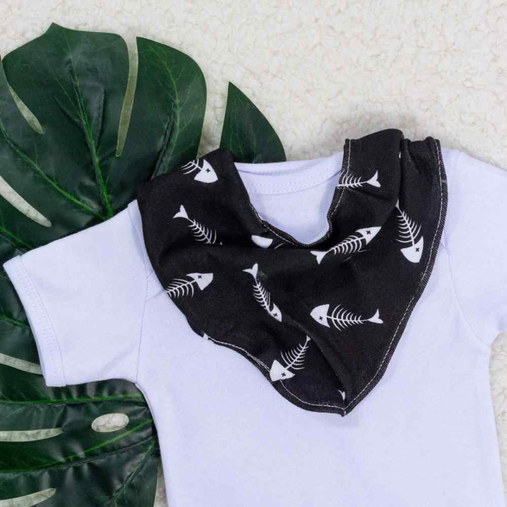 KIT 3 PEÇAS BODY SHORTS E BANDANA MINIMALISTA PEIXINHO PRETO