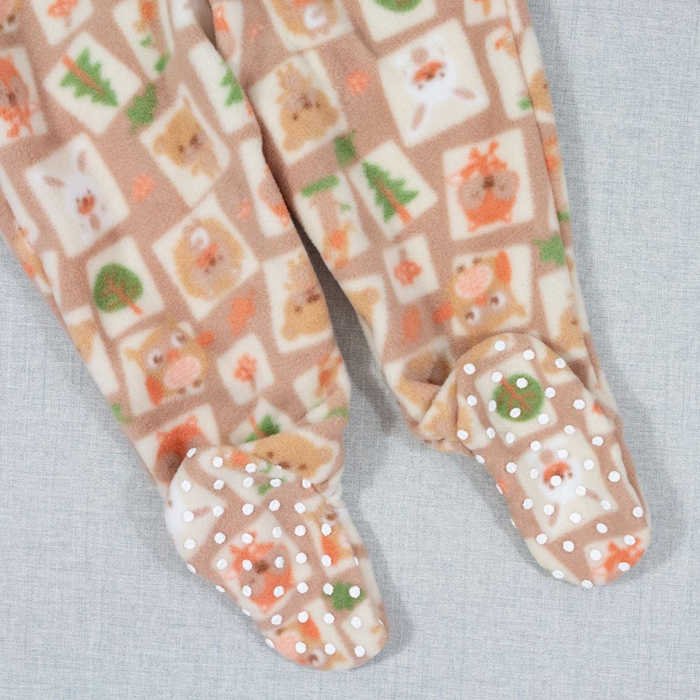 MACACÃO INFANTIL 1 AO 3 EM SOFT LONGO ESTAMPADINHO FLORESTA BEGE