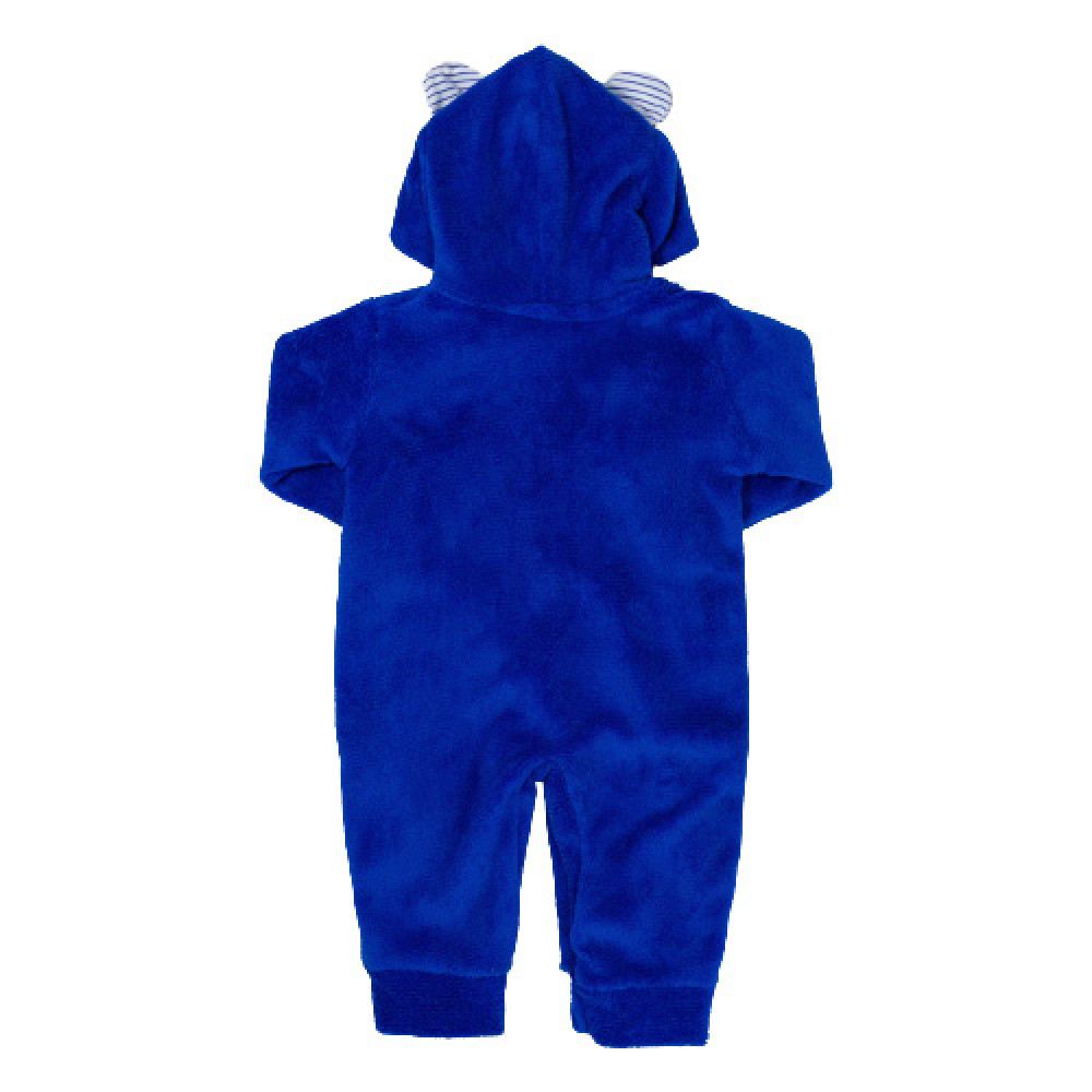MACACÃO LONGO PELÚCIA PARA BEBÊ BORDADO COM CAPUZ URSO ROYAL