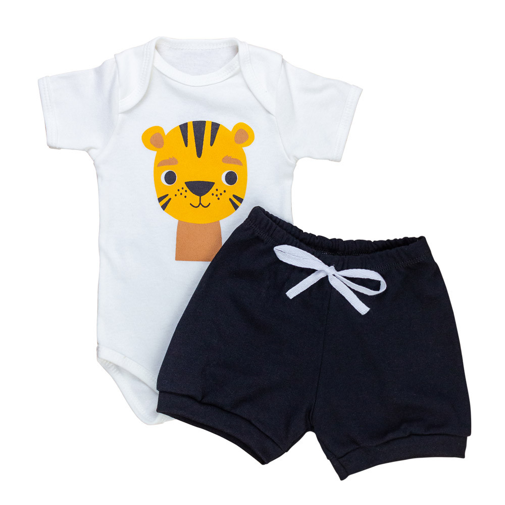 Conjunto Curto Baby Tigre Amarelo - Conforto para Meninos