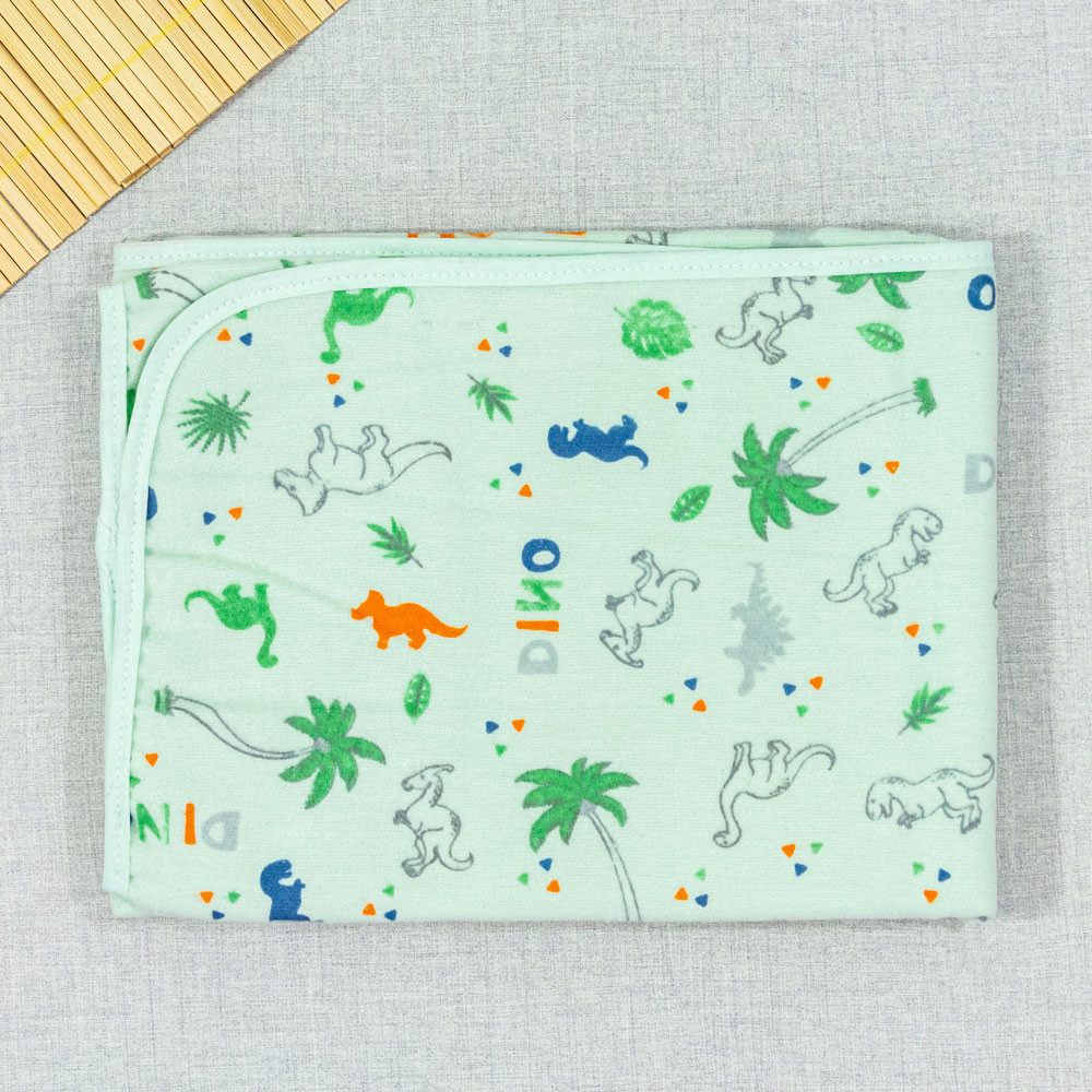 COBERTOR DE ALGODÃO PARA BEBÊ 70 X 90CM ESTAMPADINHO DINO VERDE