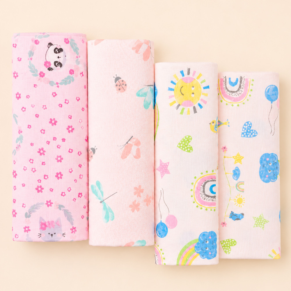 Kit 3 Cueiros Luxo Flanelados Bebê 100% Algodão Hipoalergênico 100x80cm Estampadinho Para Meninas